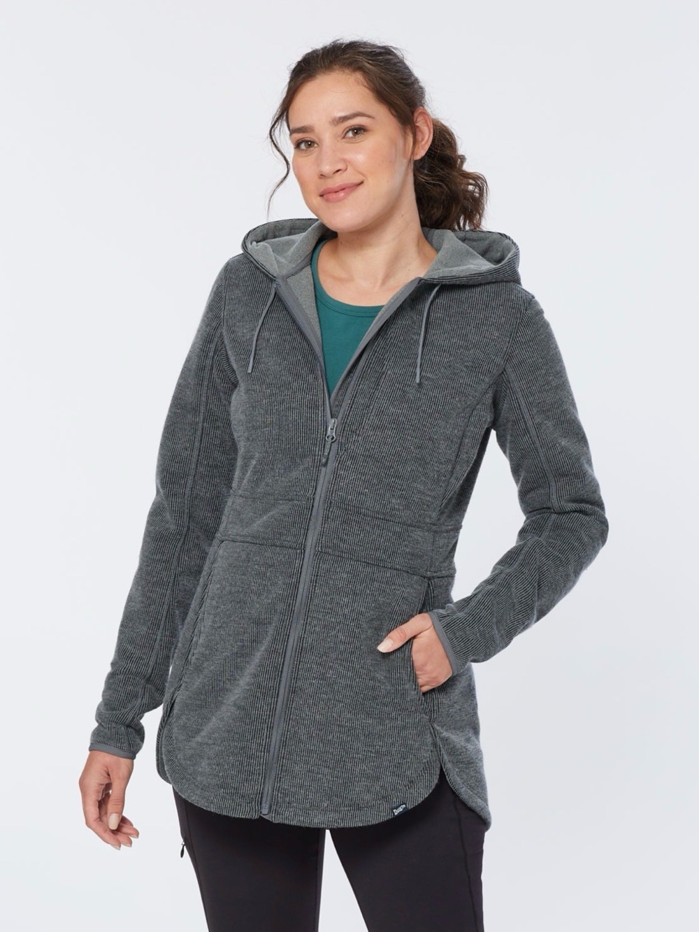 Duluth Trading Company Women's Shoreline Grey Sweater Fleece Jacket SZ SMALL EUC